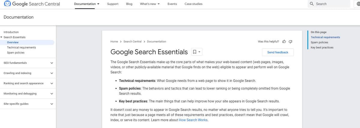 Google Webmaster Guidelines (now Google Search Essentials)