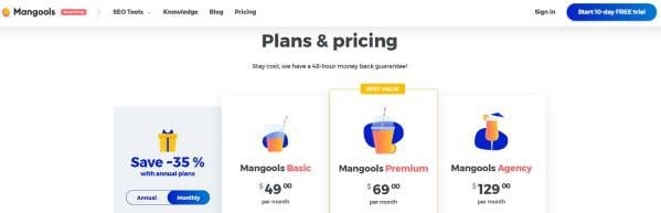 Mangools Pricing